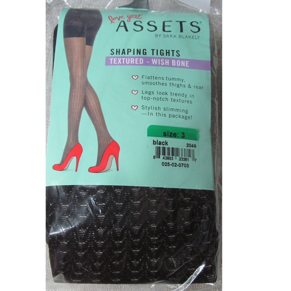 Assets by Sara Blakely Shaping Tights Textured Wishbone Black Size 3